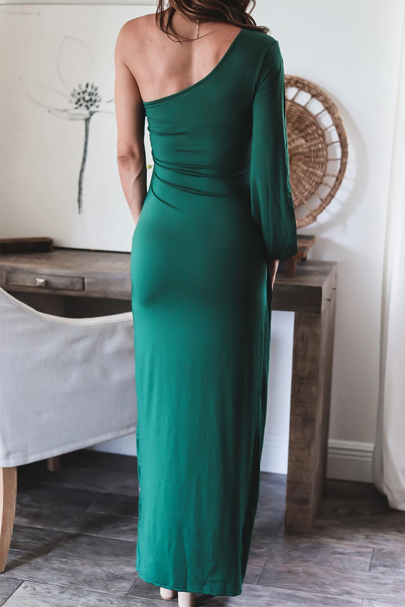 Kaynafashions - Solid Patchwork One Shoulder Irregular Dress Dresses(3 Colors)