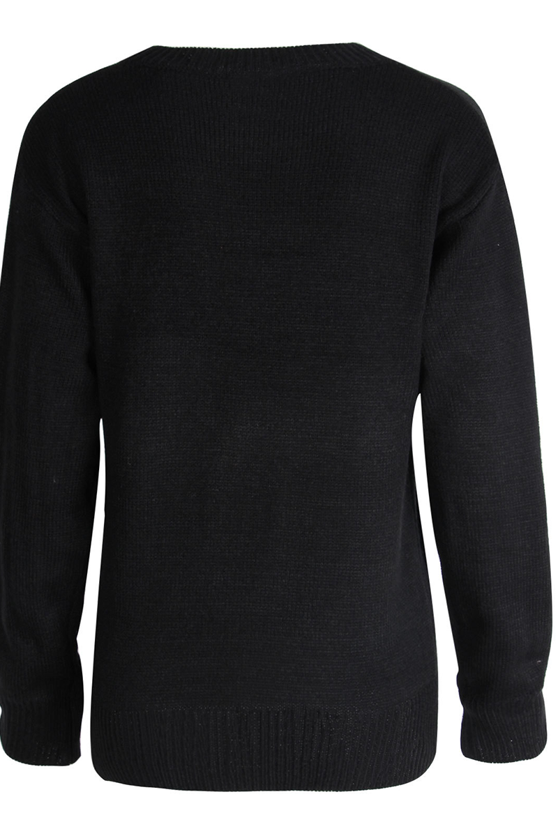 Kaynafashions - Casual Embroidery Patchwork O Neck Sweaters(4 colors)