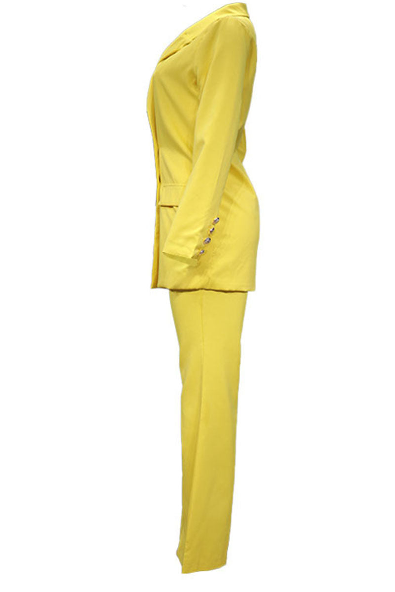 Kaynafashions - Casual Solid Patchwork Buttons Turn-back Collar Long Sleeve Two Pieces(5 Colors)