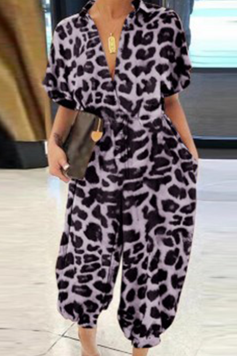 Kaynafashions - Casual Print Patchwork V Neck Harlan Jumpsuits(9 Colors)