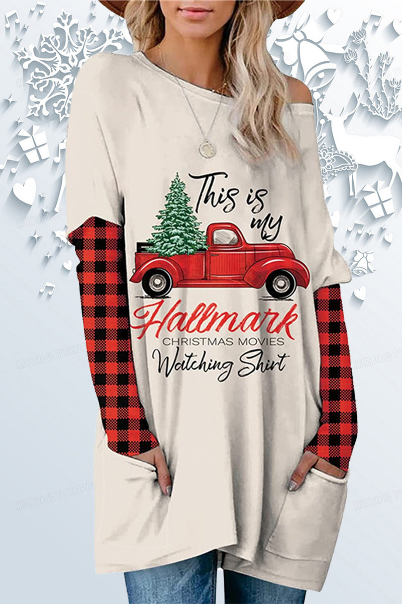 Kaynafashions - Casual Print Santa Claus Printing O Neck Tops