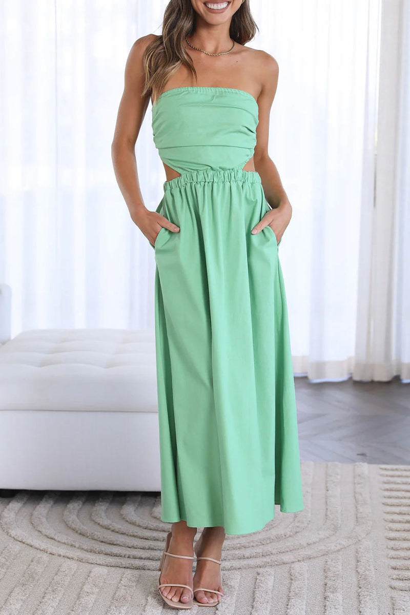 Kaynafashions - Sexy Celebrities Solid Backless Strapless Waist Skirt Dresses