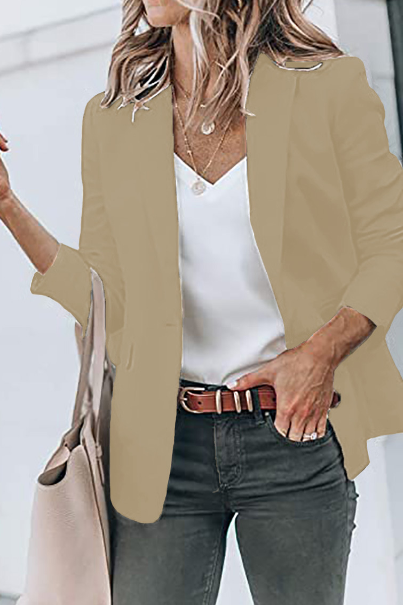 Kaynafashions - Fashion Solid Patchwork Turndown Collar Outerwear(11 colors)