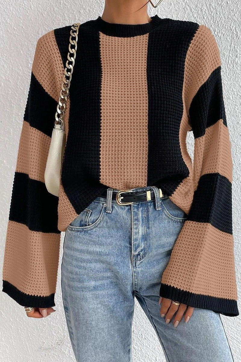Kaynafashions - Casual Striped Contrast O Neck Tops