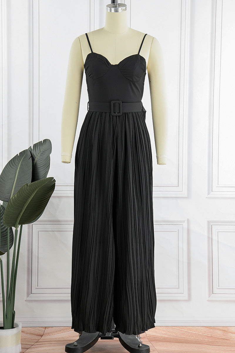 Kaynafashions - Street Solid Patchwork Spaghetti Strap Loose Jumpsuits(5 Colors)