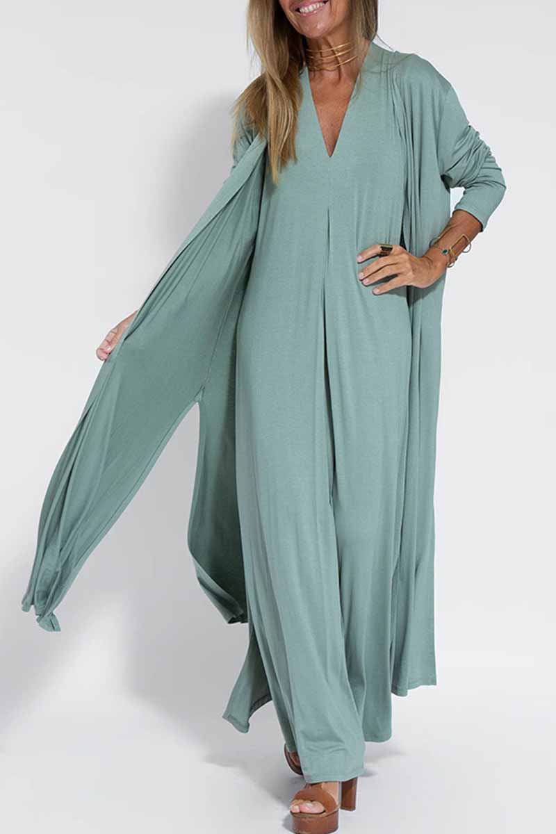 Kaynafashions - Street Solid Slit Cardigan Collar Outerwear