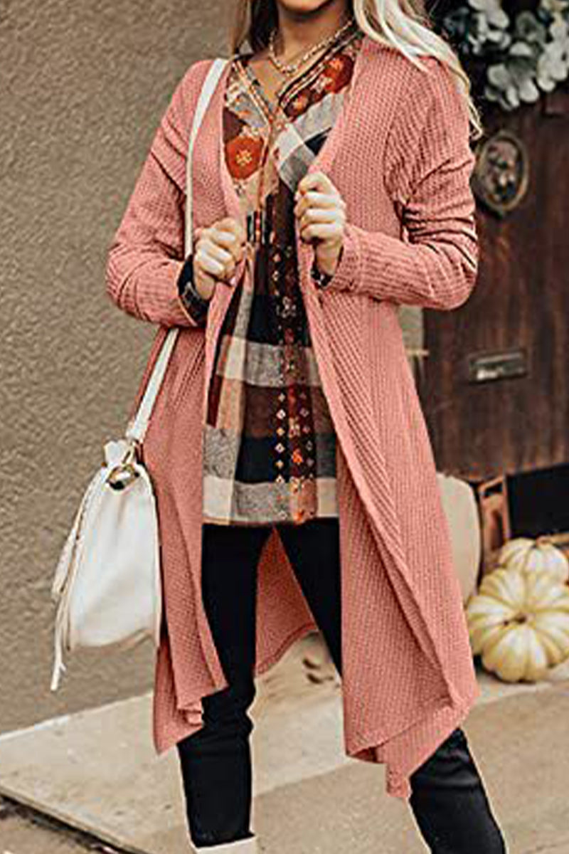 Kaynafashions - Casual Solid Asymmetrical O Neck Cardigans(8 Colors)