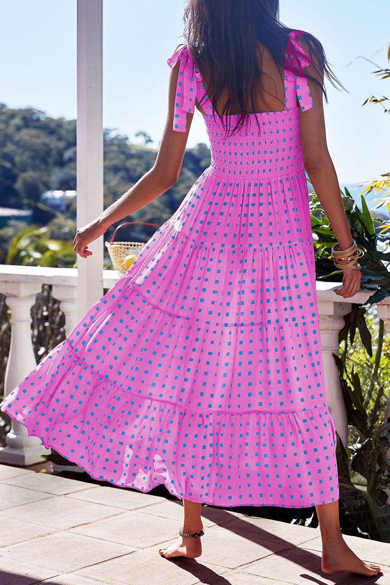 Kaynafashions - Fashion Street Dot Patchwork Spaghetti Strap Printed Dresses(22 Colors)