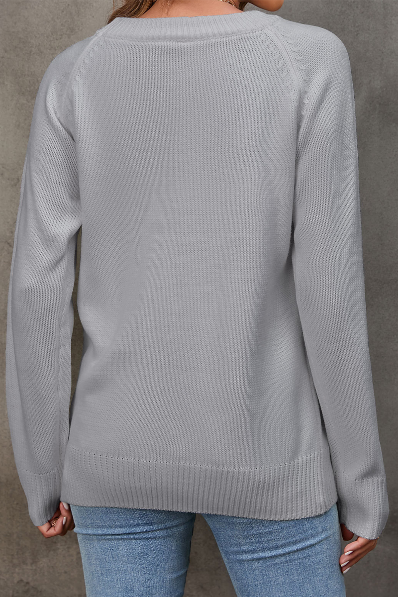 Kaynafashions - Casual Embroidery Patchwork O Neck Sweaters(4 colors)