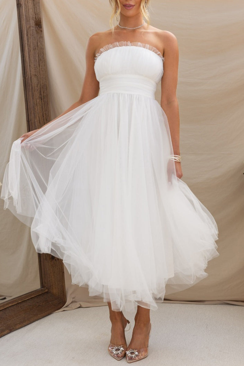 Kaynafashions - Celebrities Elegant Solid Zipper Strapless Evening Dress Dresses