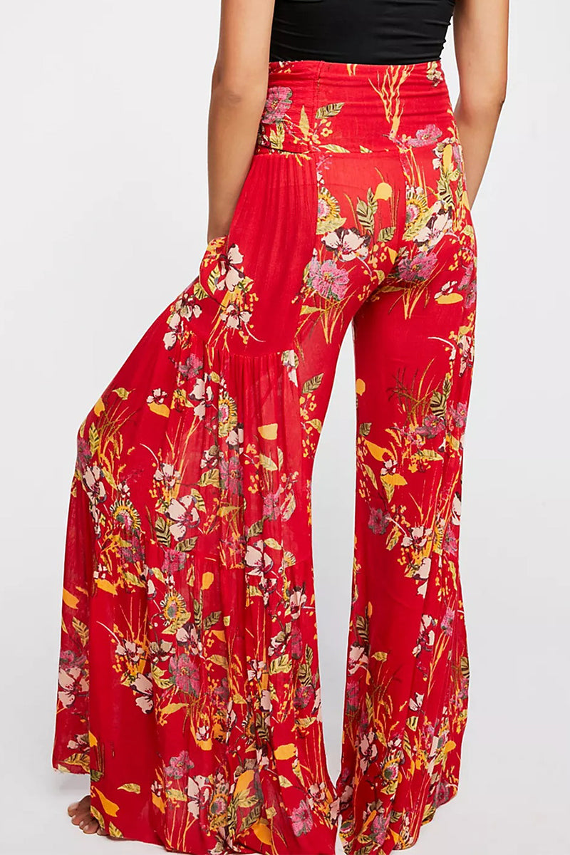 Kaynafashions - Casual Street Print Fold Loose High Waist Wide Leg Bottoms(21 Colors)