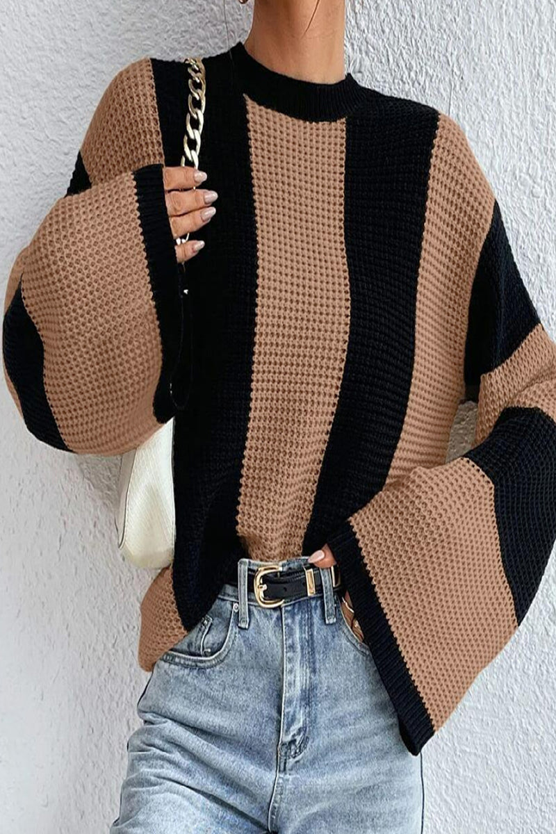 Kaynafashions - Casual Striped Contrast O Neck Tops