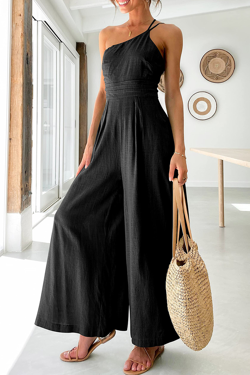 Kaynafashions - Casual Solid Patchwork Off the Shoulder Straight Jumpsuits(6 Colors)