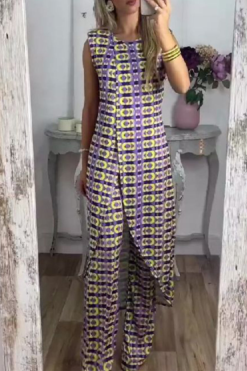 Kaynafashions - Casual Color Block Contrast O Neck Sleeveless Two Pieces