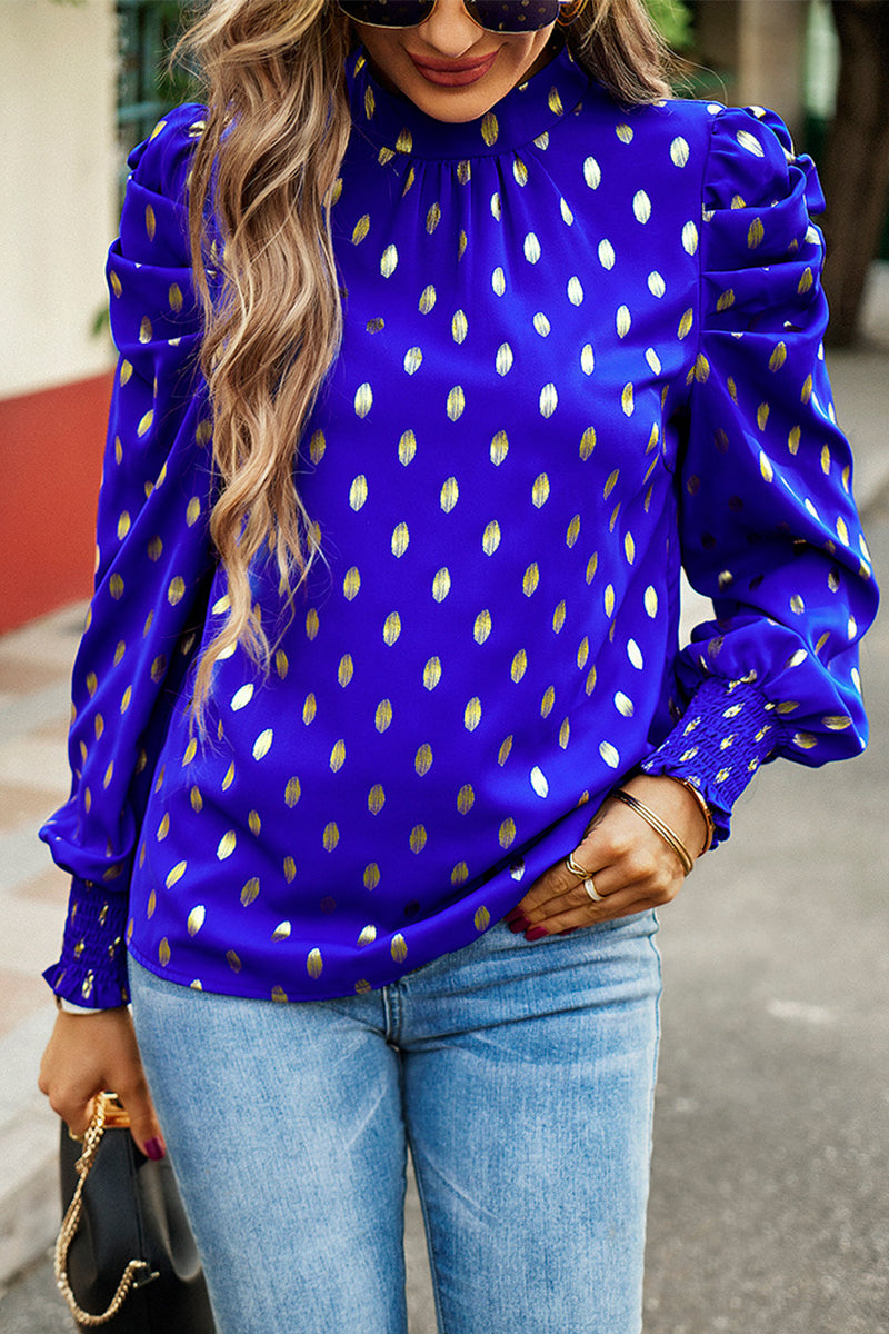 Kaynafashions - Elegant Polka Dot Fold Half A Turtleneck Tops