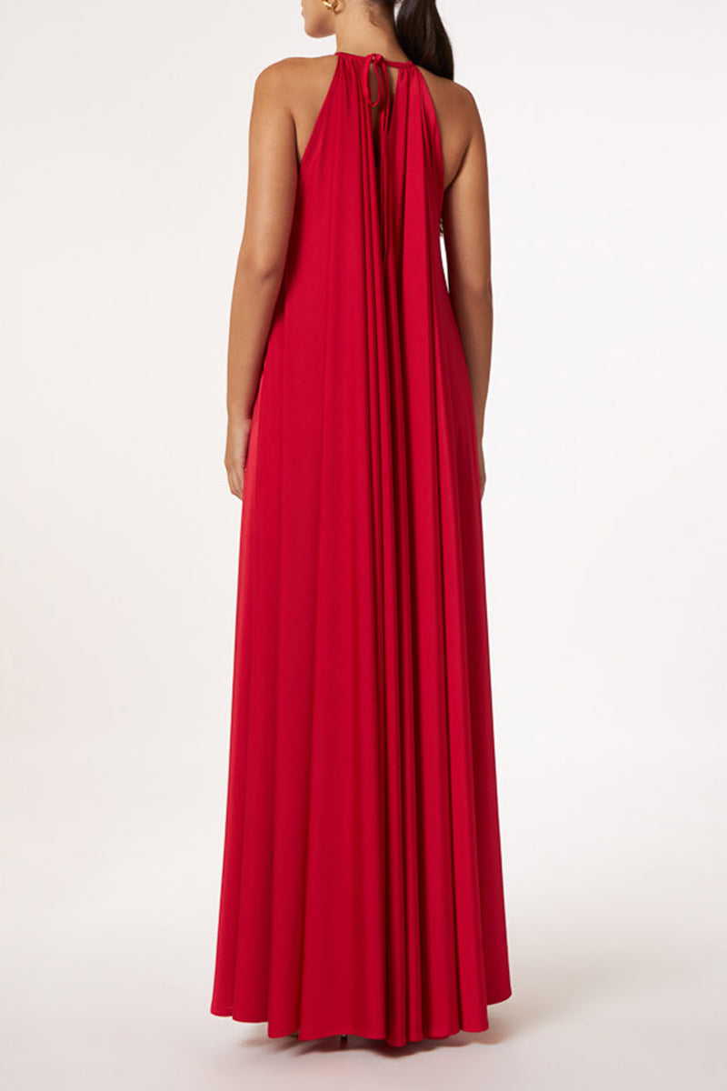Kaynafashions - Casual Simplicity Solid Patchwork Halter A Line Dresses(4 Colors)