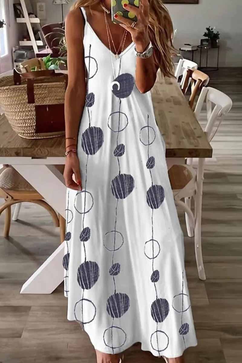 Kaynafashions - Street Print Patchwork V Neck A Line Dresses(8 Colors)