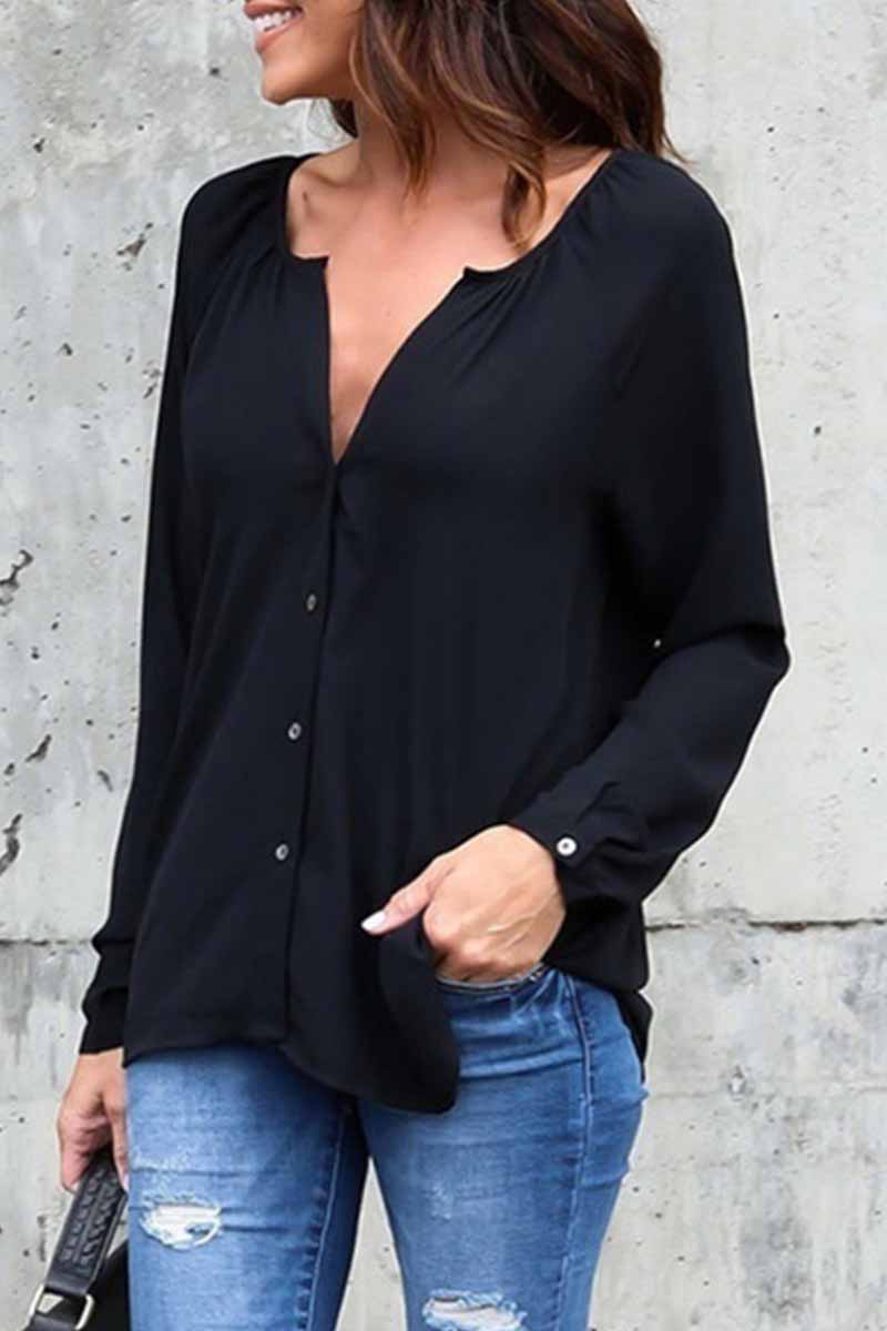 Kaynafashions - Elegant Solid V Neck Tops