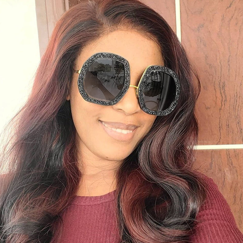 Kaynafashions - Casual Daily Vintage Patchwork Rhinestone Sunglasses