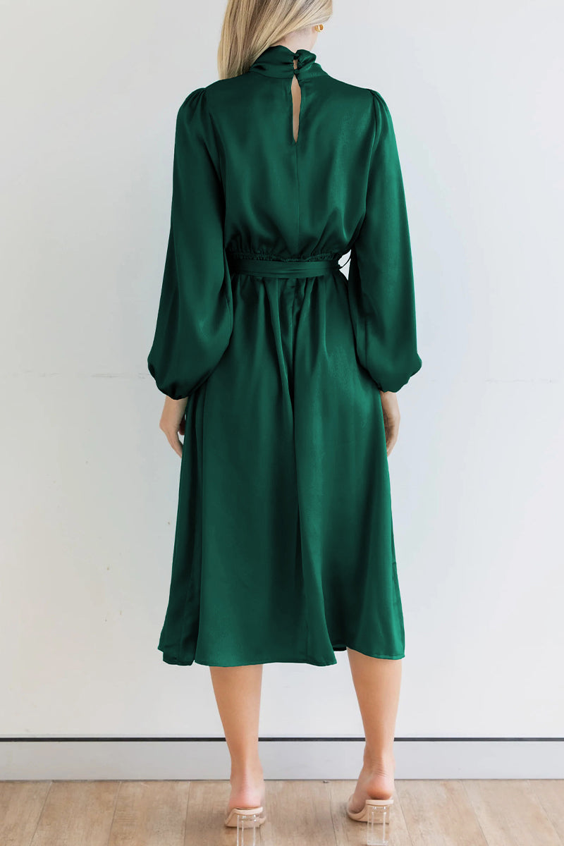 Kaynafashions - Sweet Elegant Solid Bandage Mandarin Collar A Line Dresses(4 Colors)