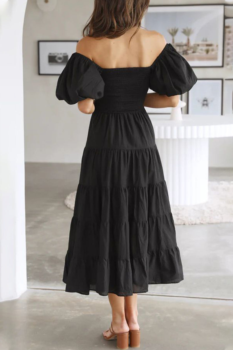 Kaynafashions - Casual Simplicity Solid Backless Off the Shoulder A Line Dresses(6 Colors)