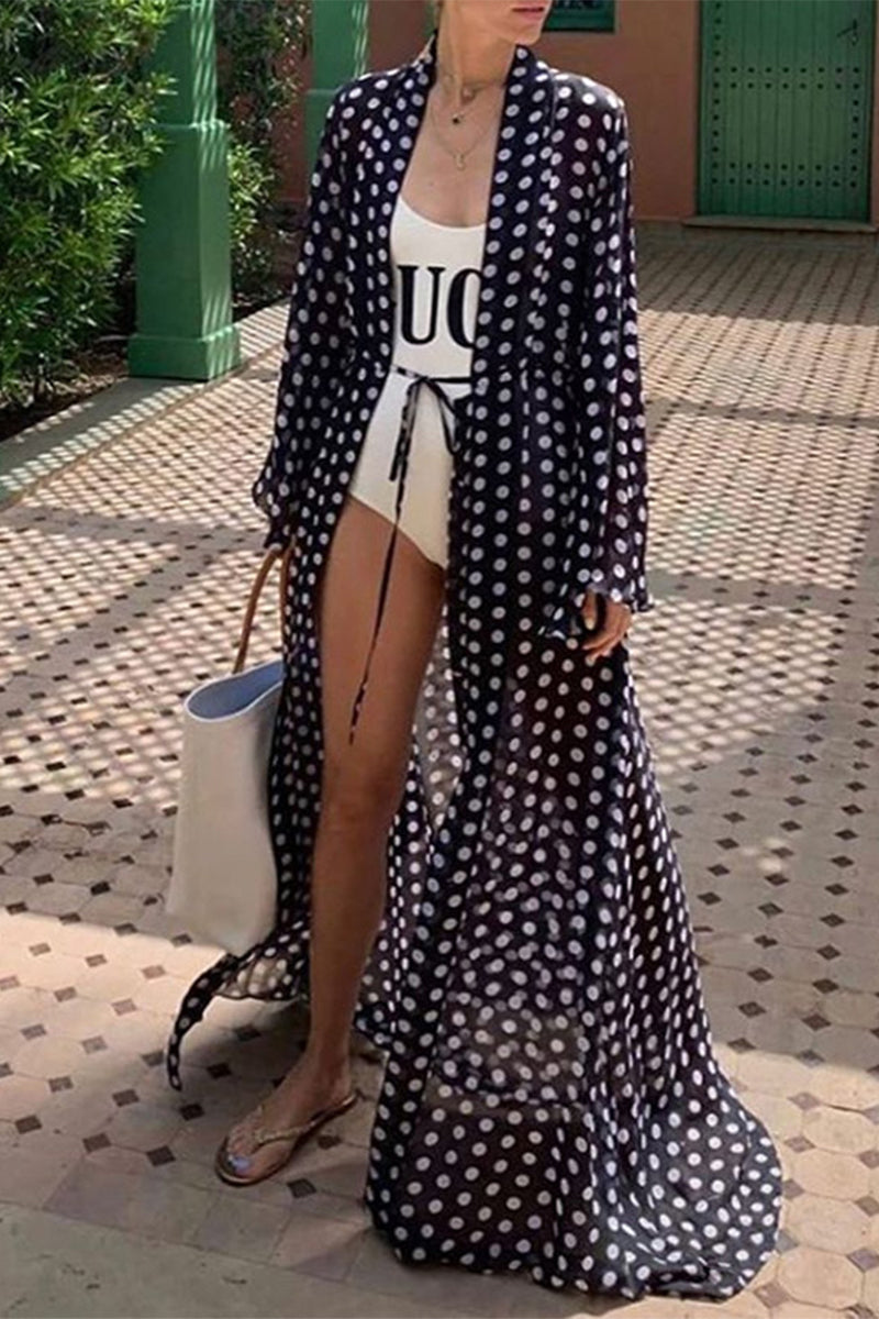 Kaynafashions - Sexy Vacation Polka Dot Patchwork Swimwears Cover Up