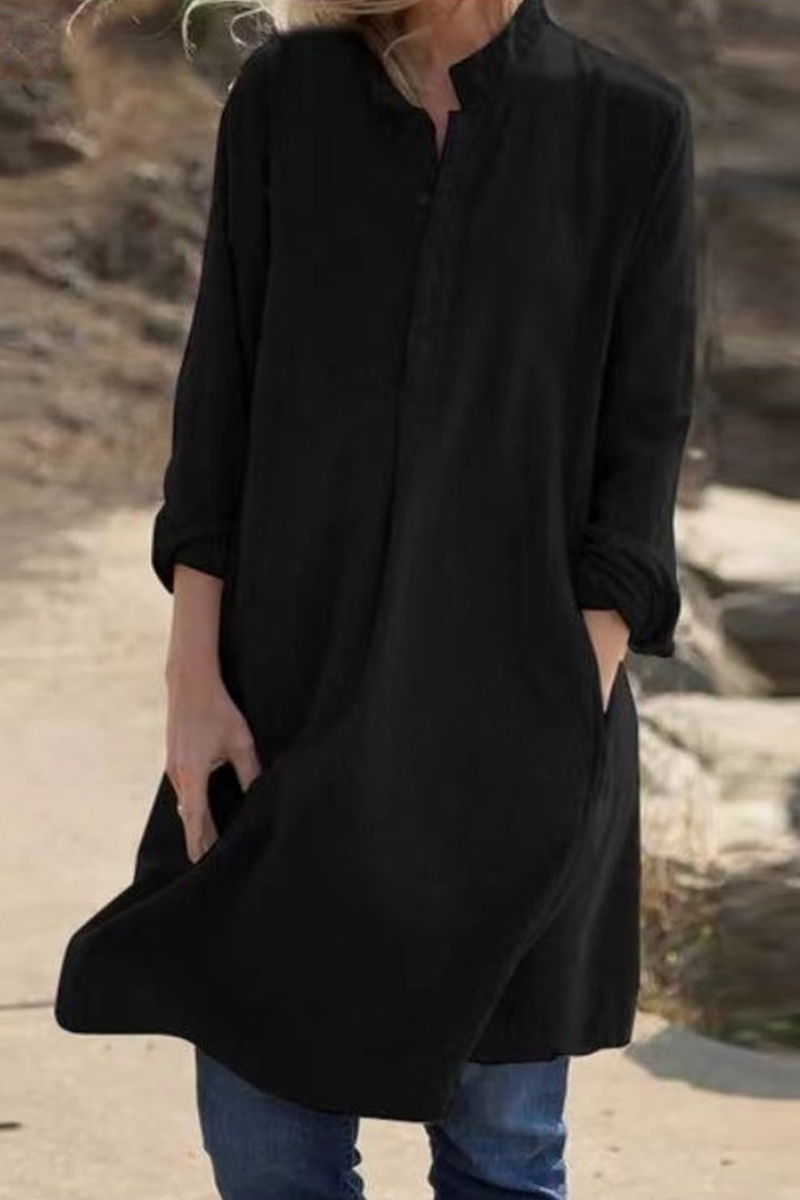 Kaynafashions - Casual Solid Patchwork V Neck Straight Dresses