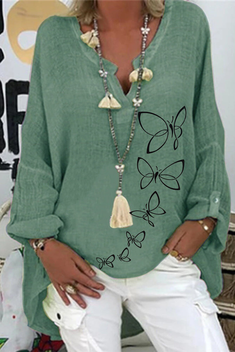 Kaynafashions - Casual Print Printing V Neck Tops