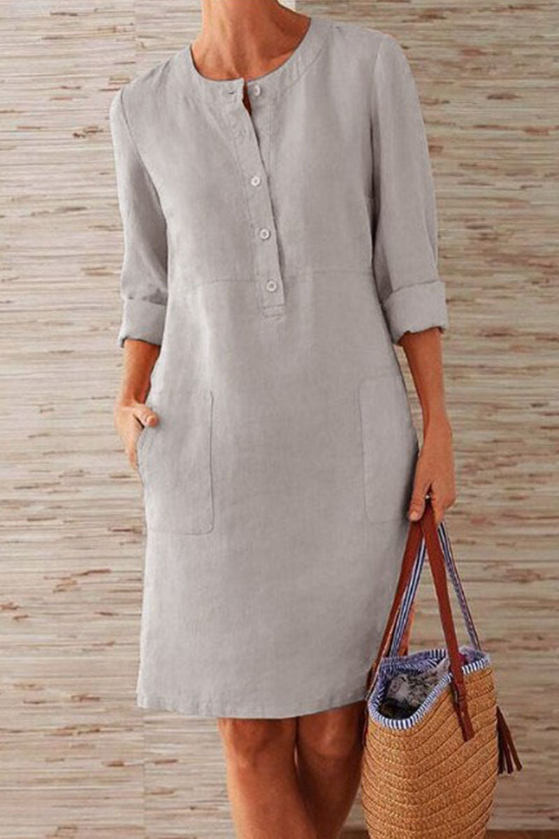 Kaynafashions - Fashion Street Solid O Neck A Line Dresses