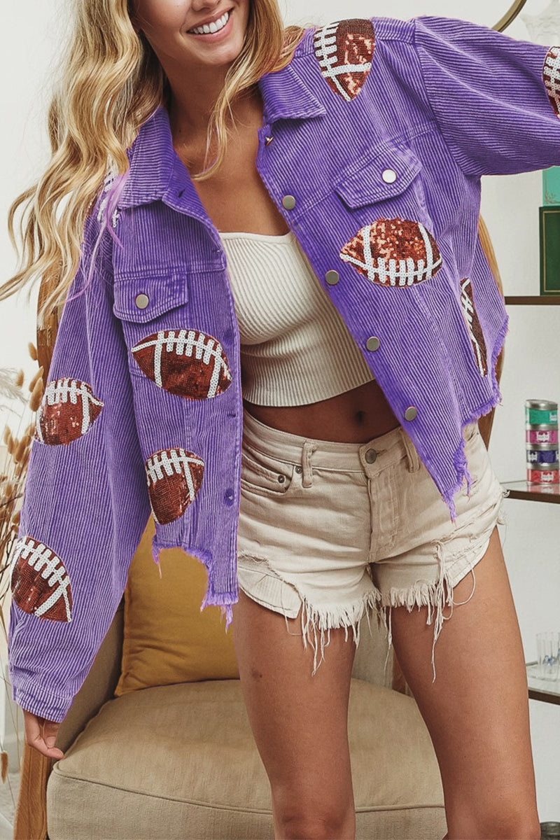 Kaynafashions - Elegant Solid Sequins Make Old Turndown Collar Outerwear