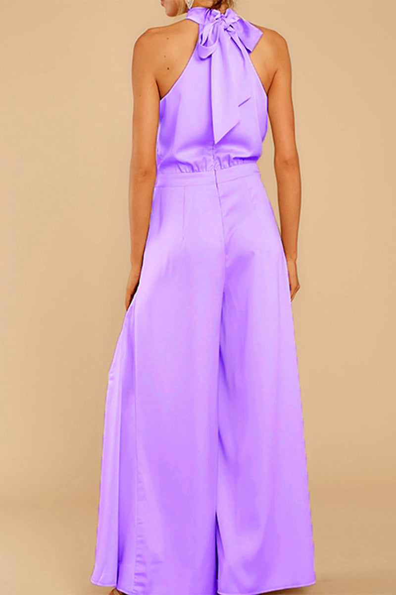 Kaynafashions - Fashion Casual Solid Patchwork Halter Loose Jumpsuits(5 Colors)