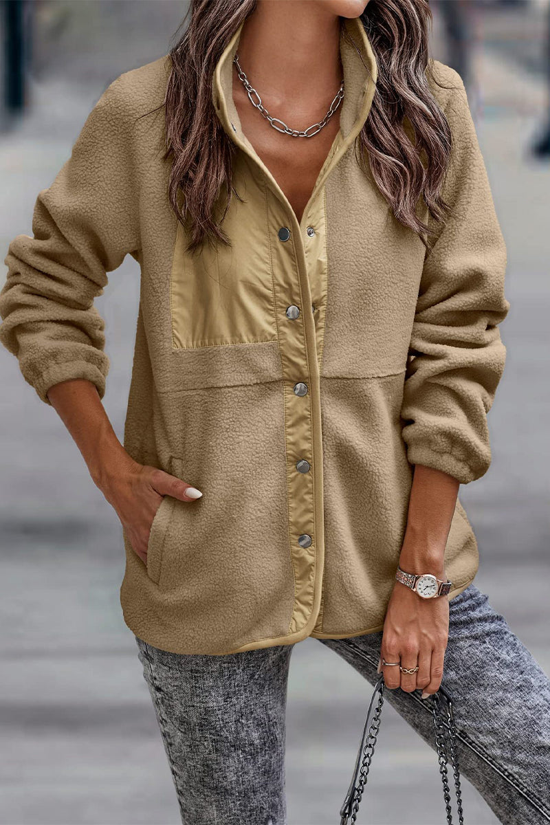 Kaynafashions - Casual Solid Patchwork Pocket Half A Turtleneck Outerwear(7 Colors)