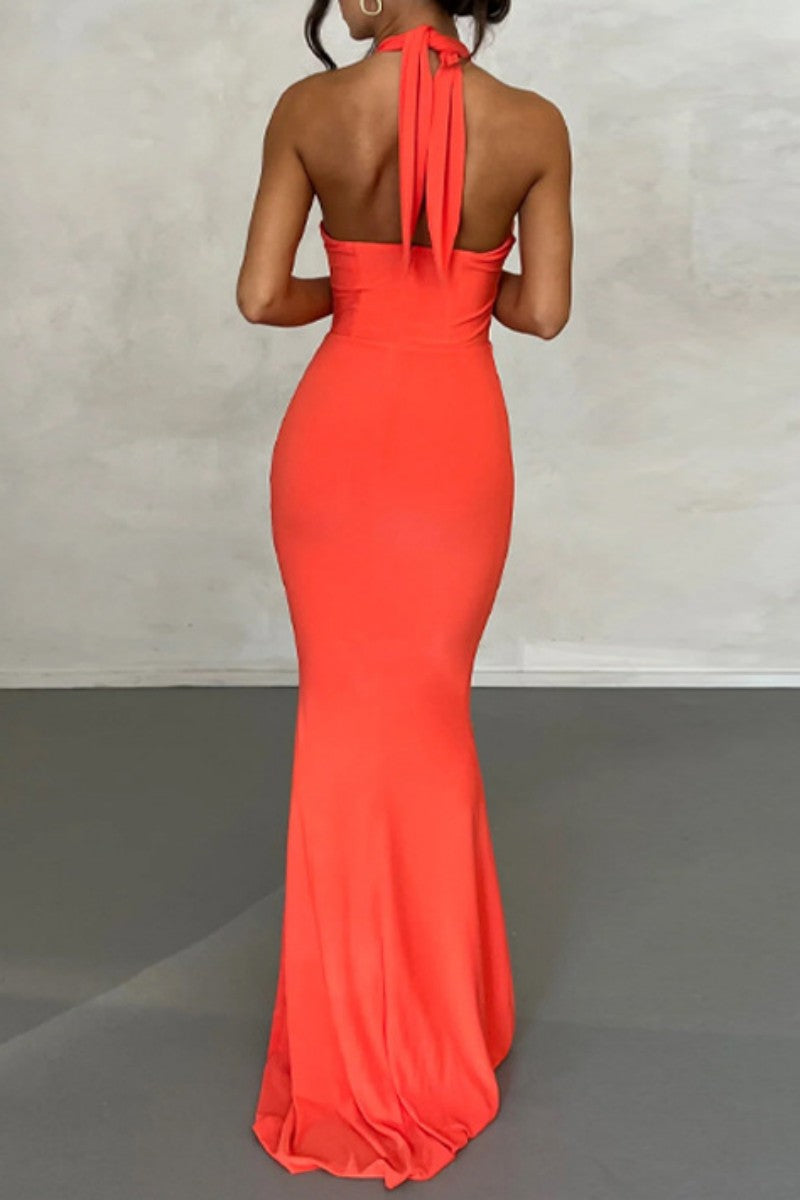 Kaynafashions - Sexy Solid Bandage Backless Halter Strapless Dress Dresses