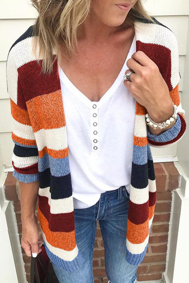 Kaynafashions - Fashion Street Striped Patchwork Sweaters