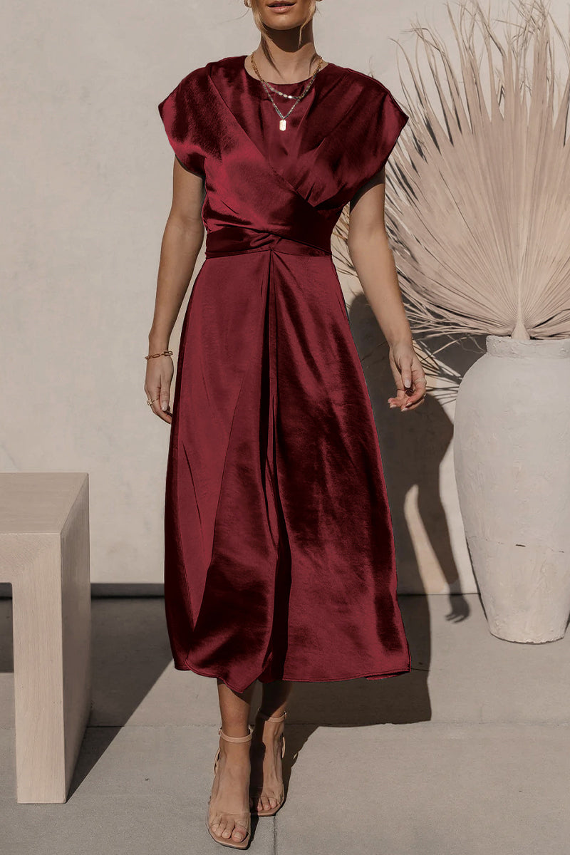 Kaynafashions - Celebrities Elegant Solid Bandage U Neck Dresses(6 Colors)