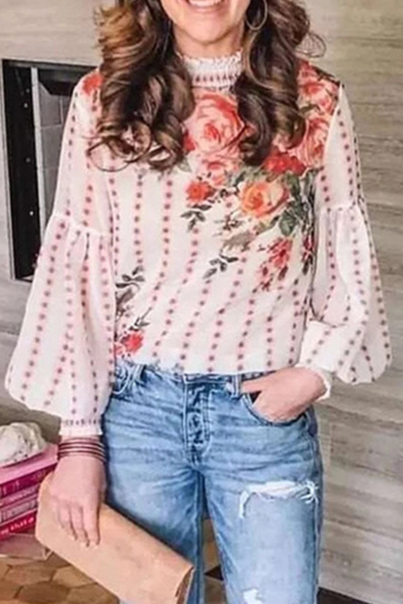 Kaynafashions - Fashion Street Print Half A Turtleneck Blouses