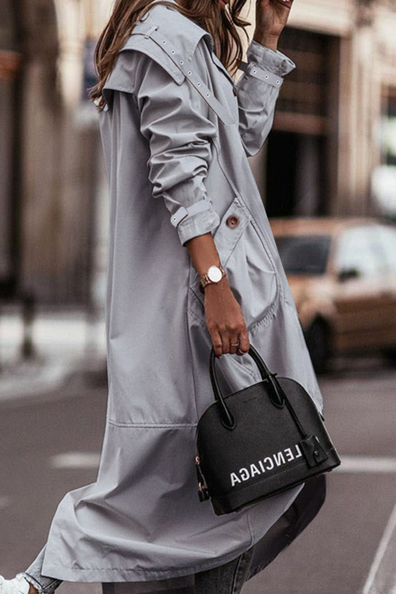 Kaynafashions - Casual Solid Patchwork Turndown Collar Outerwear