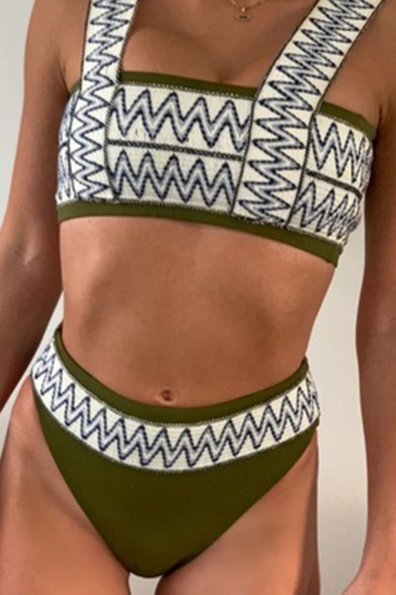 Kaynafashions - Fashion Simplicity Print Patchwork Swimwears(3 Colors)