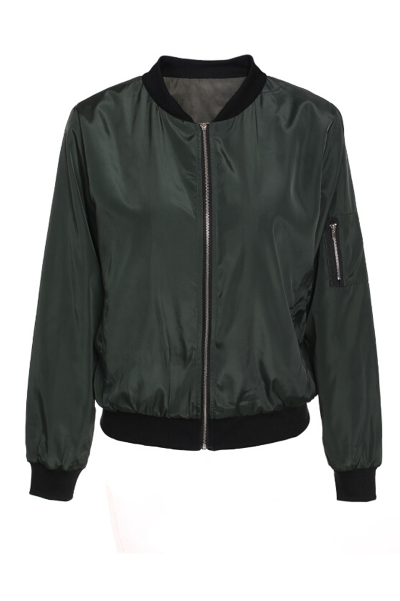 Kaynafashions - Fashion Solid Patchwork Zipper Collar Outerwear(3 colors)