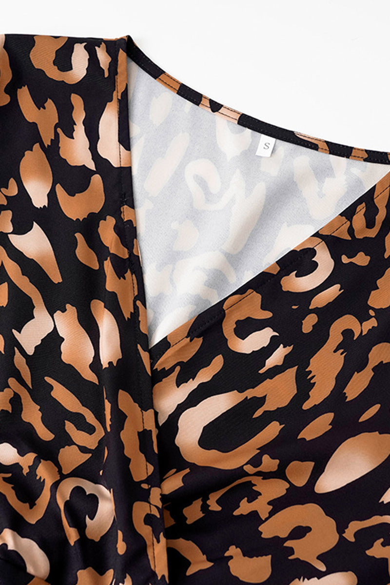 Kaynafashions - Sexy Animal Print V Neck Irregular Dress Dresses(3 Colors)