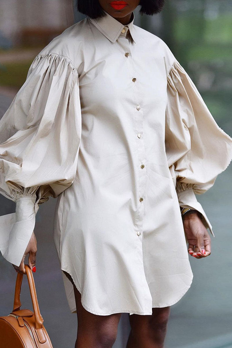 Kaynafashions - Fashion Elegant Solid Patchwork Fold Turndown Collar Tops(5 Colors)