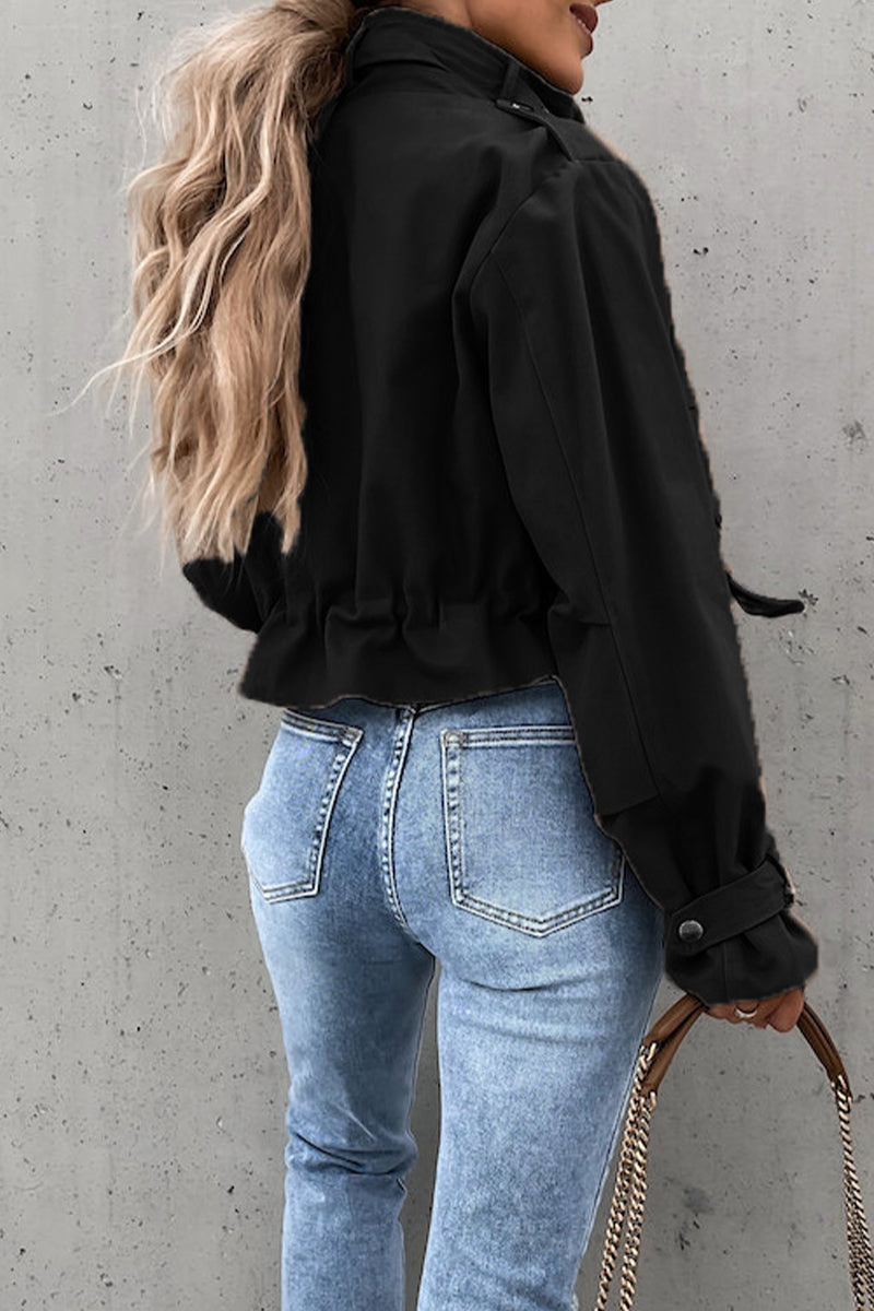 Kaynafashions - Street Solid O Neck Outerwear