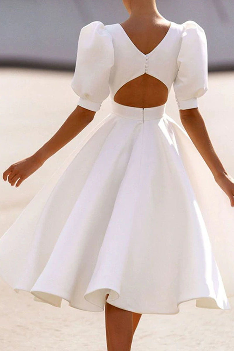 Kaynafashions - Fashion Street Solid Backless O Neck Princess Dresses