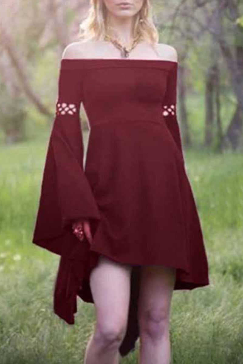 Kaynafashions - Elegant Solid Hollowed Out Off the Shoulder Princess Dresses