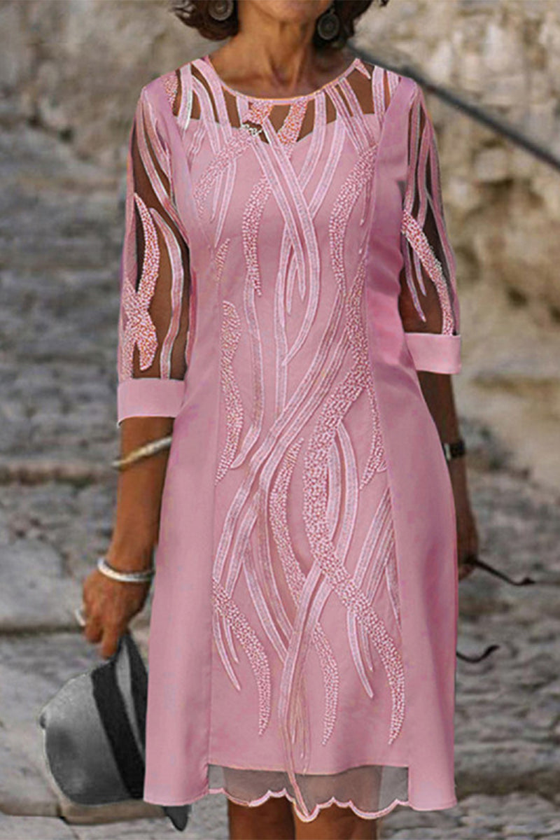 Kaynafashions - Casual Solid Buttons V Neck Long Sleeve Dresses(4 Colors)