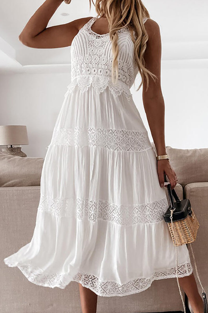 Kaynafashions - Elegant Solid Lace V Neck Dresses