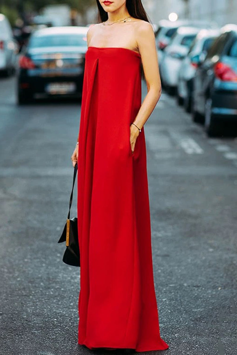 Kaynafashions - Sexy Solid Asymmetrical Strapless Loose Jumpsuits