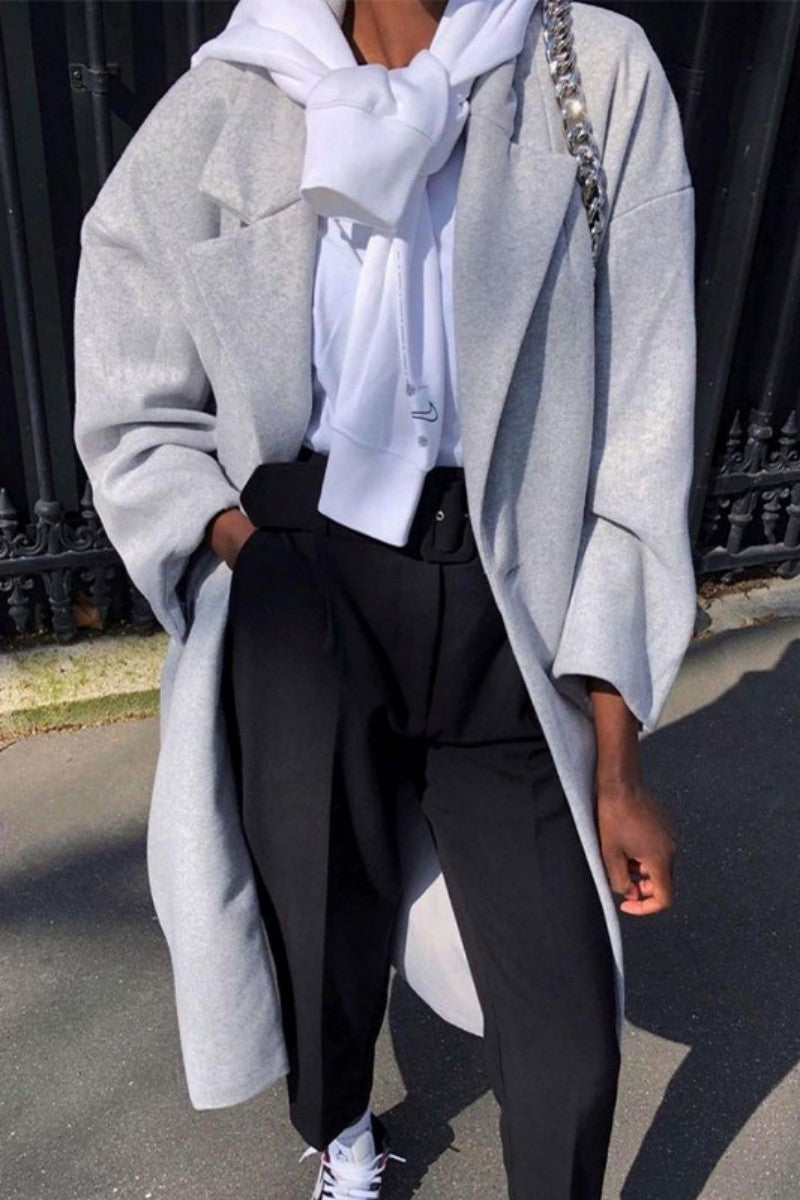 Kaynafashions - Casual Solid Patchwork Cardigan Turndown Collar Outerwear