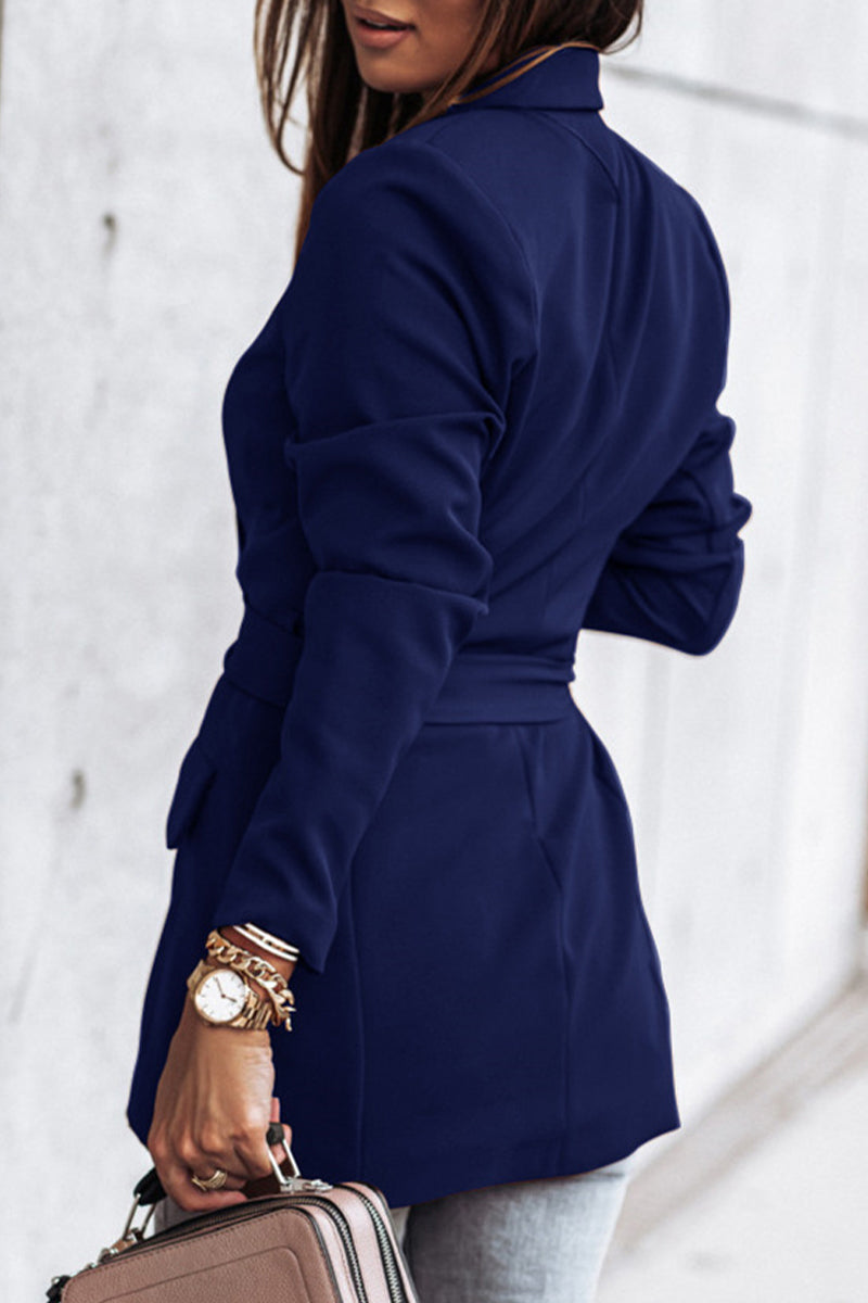 Kaynafashions - Casual Solid Patchwork Turndown Collar Outerwear(5 Colors)