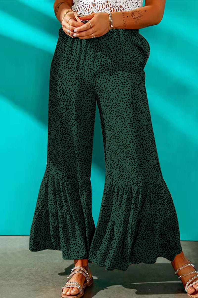 Kaynafashions - Elegant Printing Loose Mid Waist Wide Leg Full Print Bottoms(7 Colors)